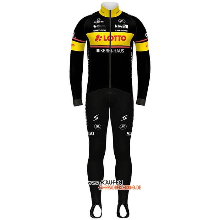 Lotto-kern Haus Langarmtrikot 2020 und Lange Tragerhose Shwarz Gelb